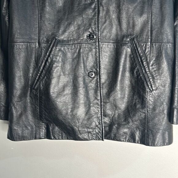 Maxima Wilson's leather 90s button up leather jacket woman's size large - Picture 2 of 10